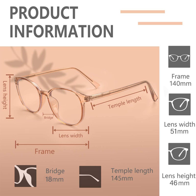 FONHCOO Blue Light Blocking Glasses Women Men Computer Eyeglasses,TR90 Fashion Round Transparent Anti Blue Light Glasses with Anti Eyestrain & UV Glare for Gaming & Reading (Shiny Champagne) - Image 5